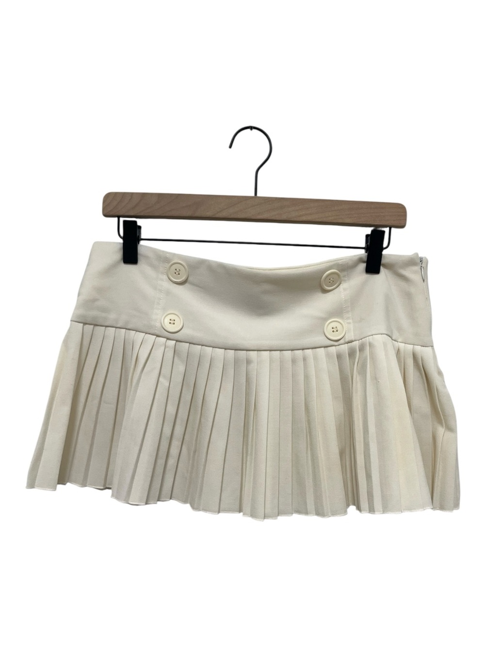 Y2K Ivory Pleated Mini Skirt By Papaya Made in USA Size Medium